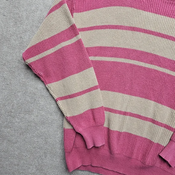 Vintage Lord Jeff Whaler Striped Sweater XL Cotton Pink Tan Boxy USA Classic - Picture 6 of 12